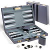 Luxury Leather Backgammon Set – Portable Classic Board Game with Travel Case - Dusty Blue