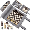 Backgammon Chess Checkers Set, Micro-Fiber - Gray