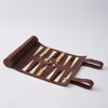 Backgammon Chess Checkers Set, PU Leather - Dark Brown