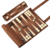 Backgammon Chess Checkers Set, PU Leather - Brown