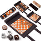 Backgammon Chess Checkers Set, Micro-Fiber