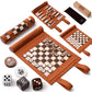 Backgammon Chess Checkers Set, Micro-Fiber