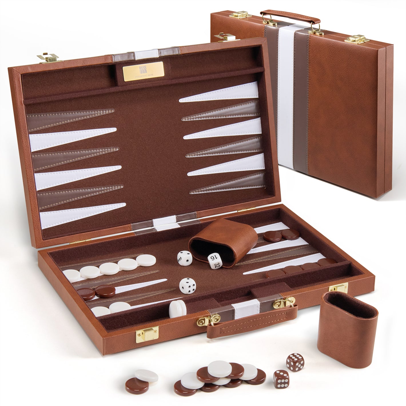 Luxury Leather Backgammon Set – Portable Classic Board Game with Travel Case