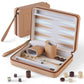 9" Magnetic Travel Backgammon Set – Portable Folding PU Leather Board Game
