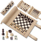 Magnetic Chess Checkers Backgammon Set, Roll-up Portable Suede Board Game