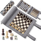 Magnetic Chess Checkers Backgammon Set, Roll-up Portable Suede Board Game