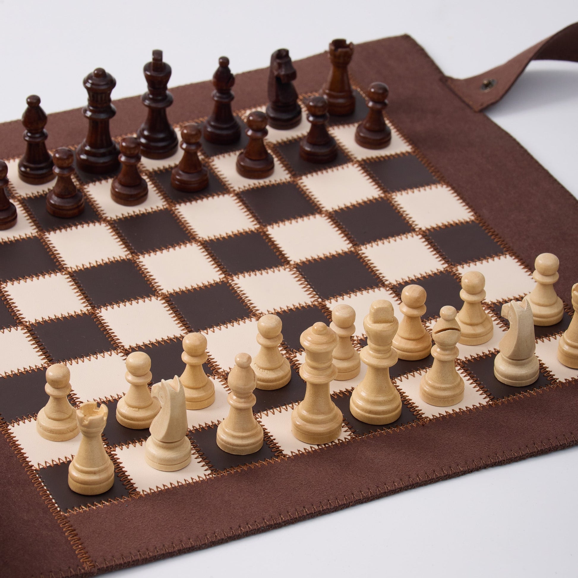 Backgammon Chess Checkers Set,  PU Leather Woodronic game