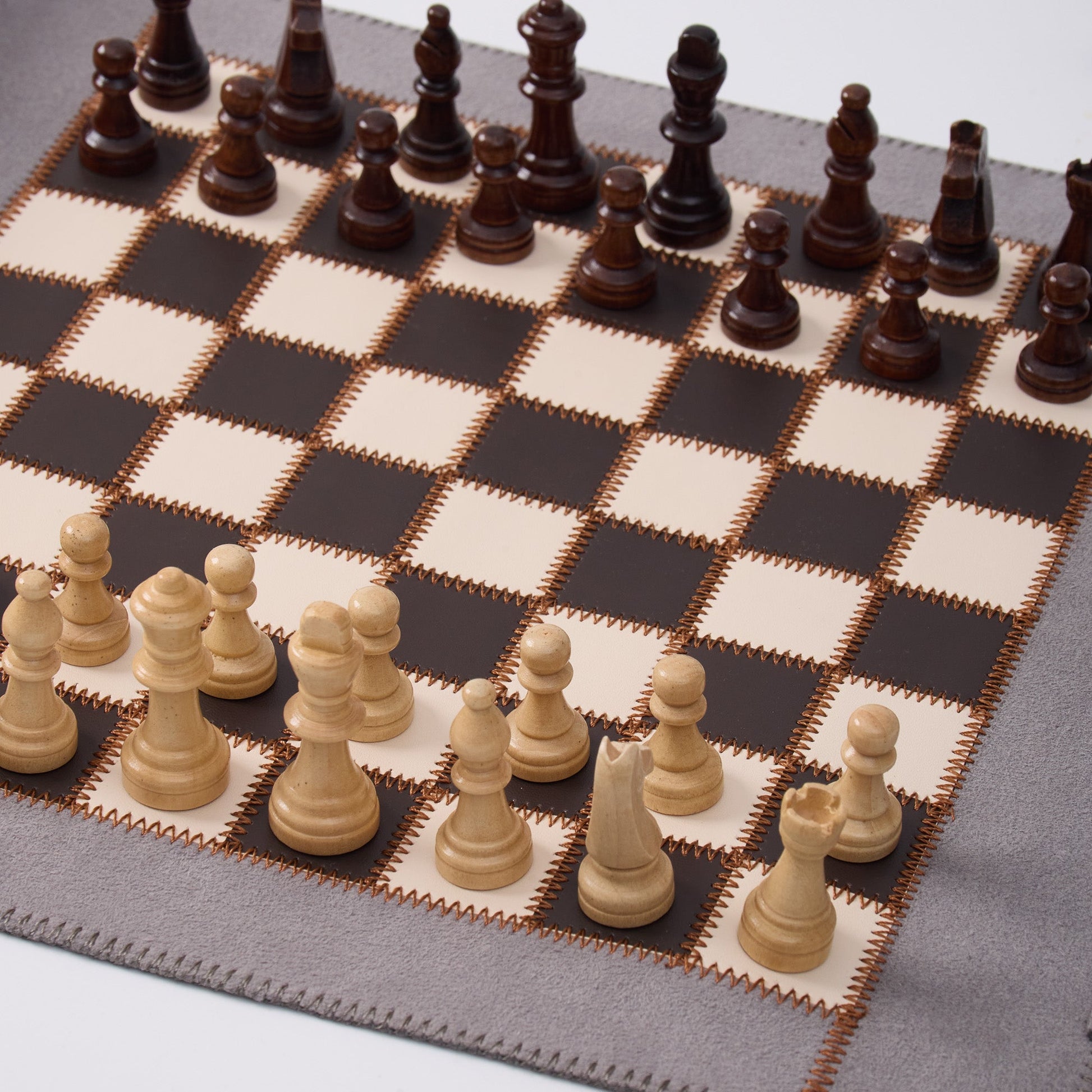 Backgammon Chess Checkers Set,  PU Leather Woodronic game