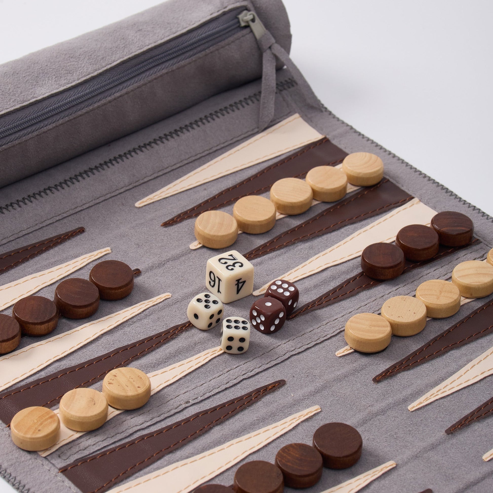 Backgammon Chess Checkers Set,  PU Leather Woodronic game