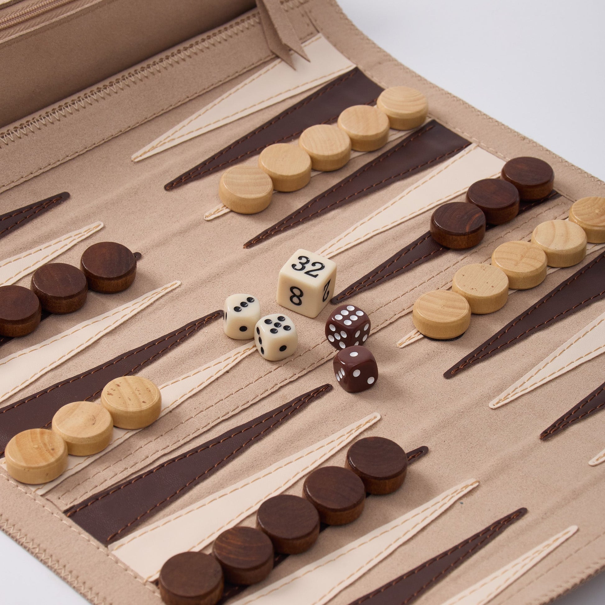 Backgammon Chess Checkers Set,  PU Leather Woodronic game