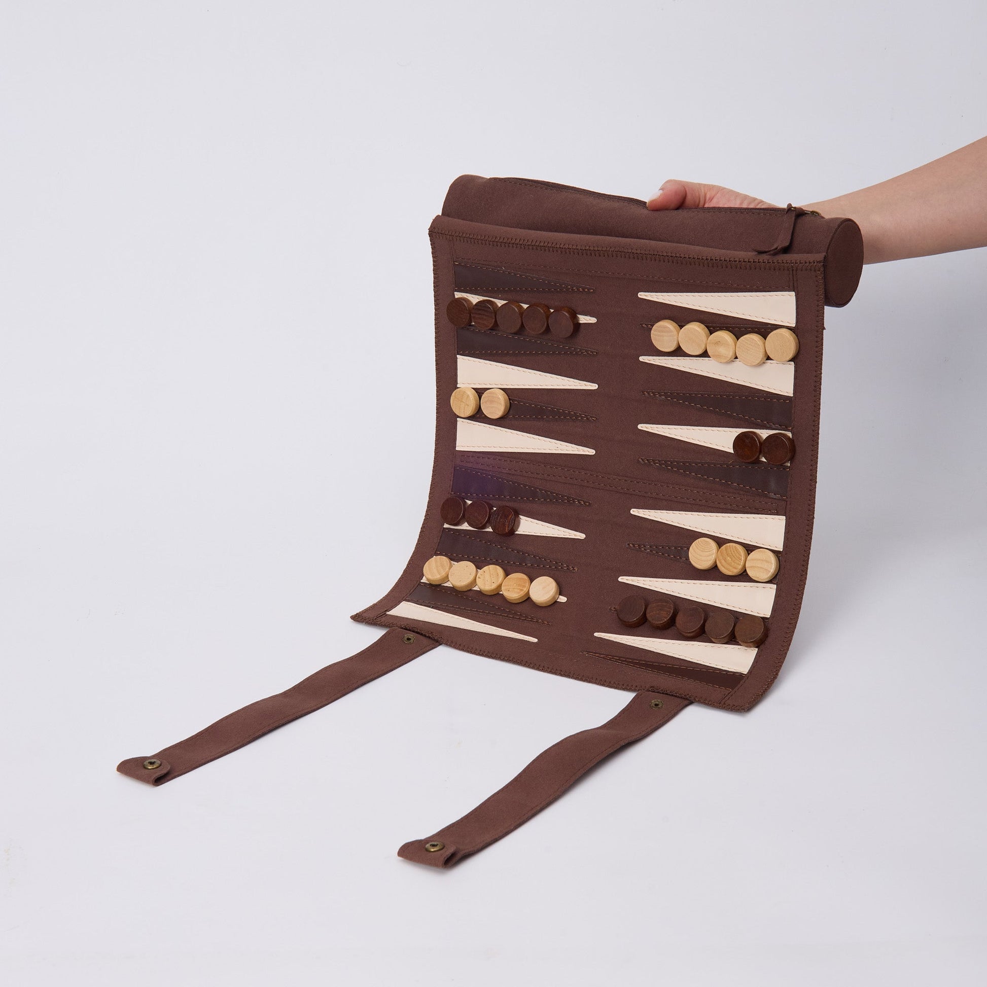 Backgammon Chess Checkers Set,  PU Leather Woodronic game