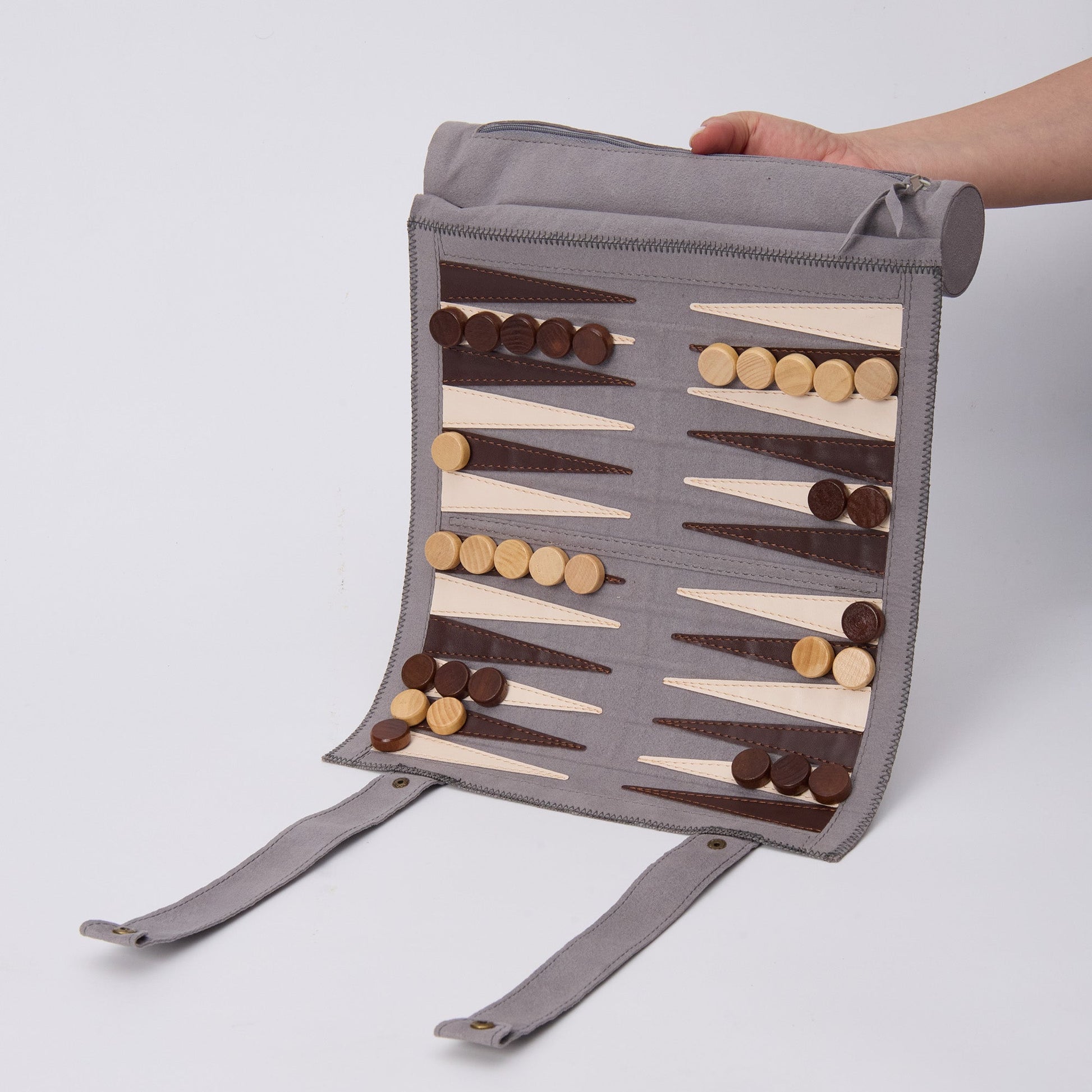 Backgammon Chess Checkers Set,  PU Leather Woodronic game