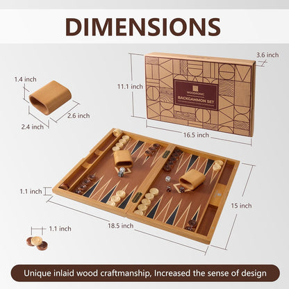 Backgammon Board Set, Walnut Maple Mahogany Veneers