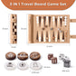 Backgammon Chess Checkers Set, Apricot, PU Leather