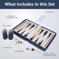 9" Magnetic Travel Backgammon Set – Portable Folding PU Leather Board Game