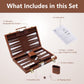 Luxury Leather Backgammon Set – Portable Classic Board Game with Travel Case