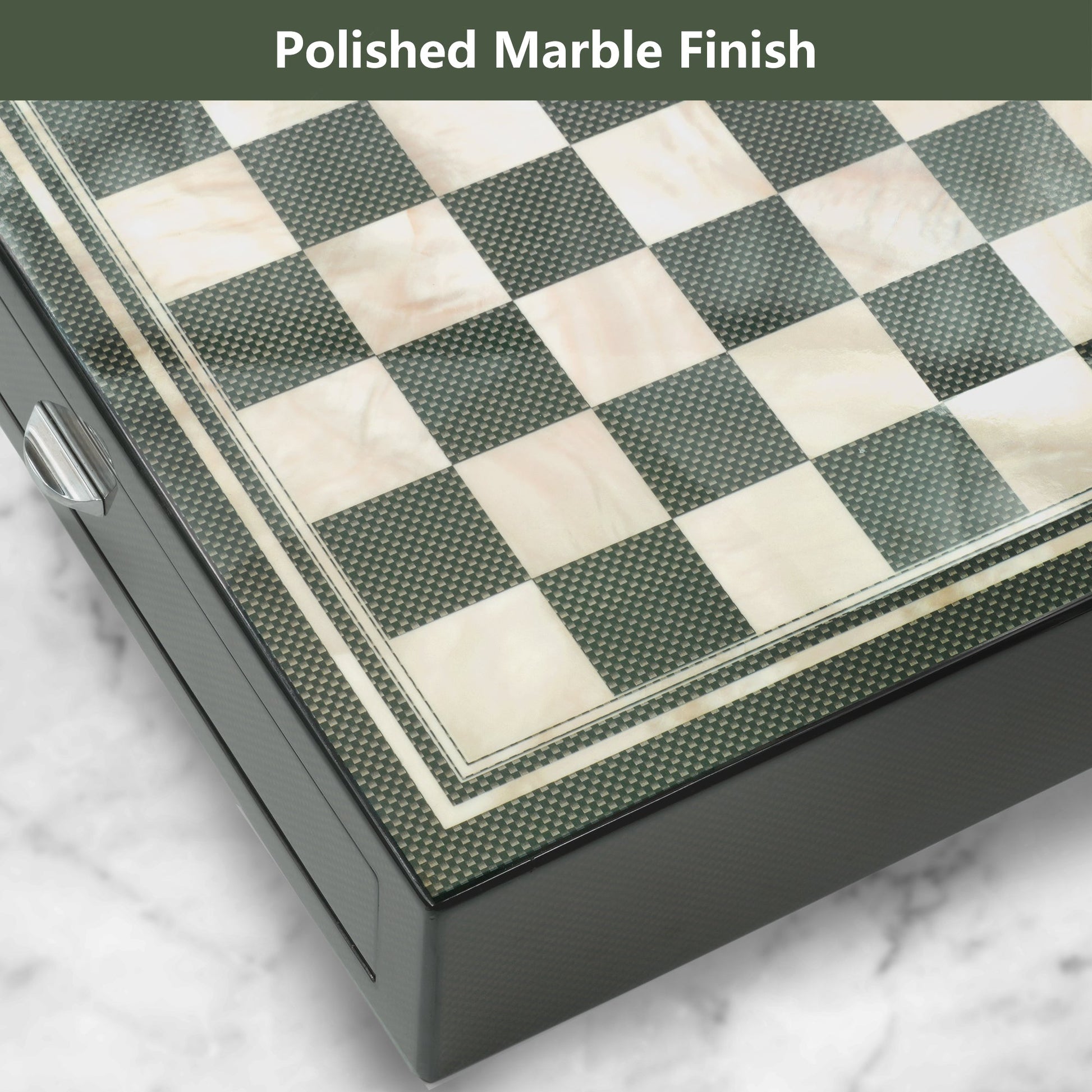 Chess Set with Chessmen, Glossy Carbon Fiber Woodronic