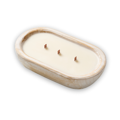 H5069 Dough Bowl Candle, Brown Paulownia