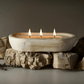 H5069 Dough Bowl Candle, Brown Paulownia