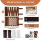 Backgammon Chess Checkers Set, Dark Brown, PU Leather
