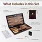 Backgammon Set, Walnut Maple Mahogany Veneers
