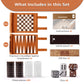 Backgammon Chess Checkers Set, Brown, PU Leather