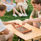 Backgammon Chess Checkers Set, Brown, PU Leather