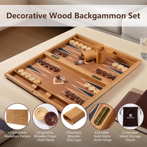 Backgammon Set, Chip Carved with Multiple Wood Veneers