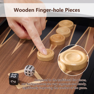 Backgammon Set, Walnut Maple Mahogany Veneers