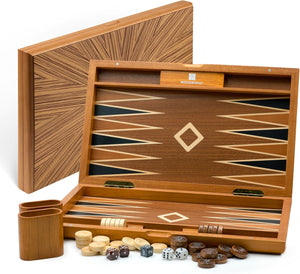 Backgammon Set, Chip Carved with Multiple Wood Veneers