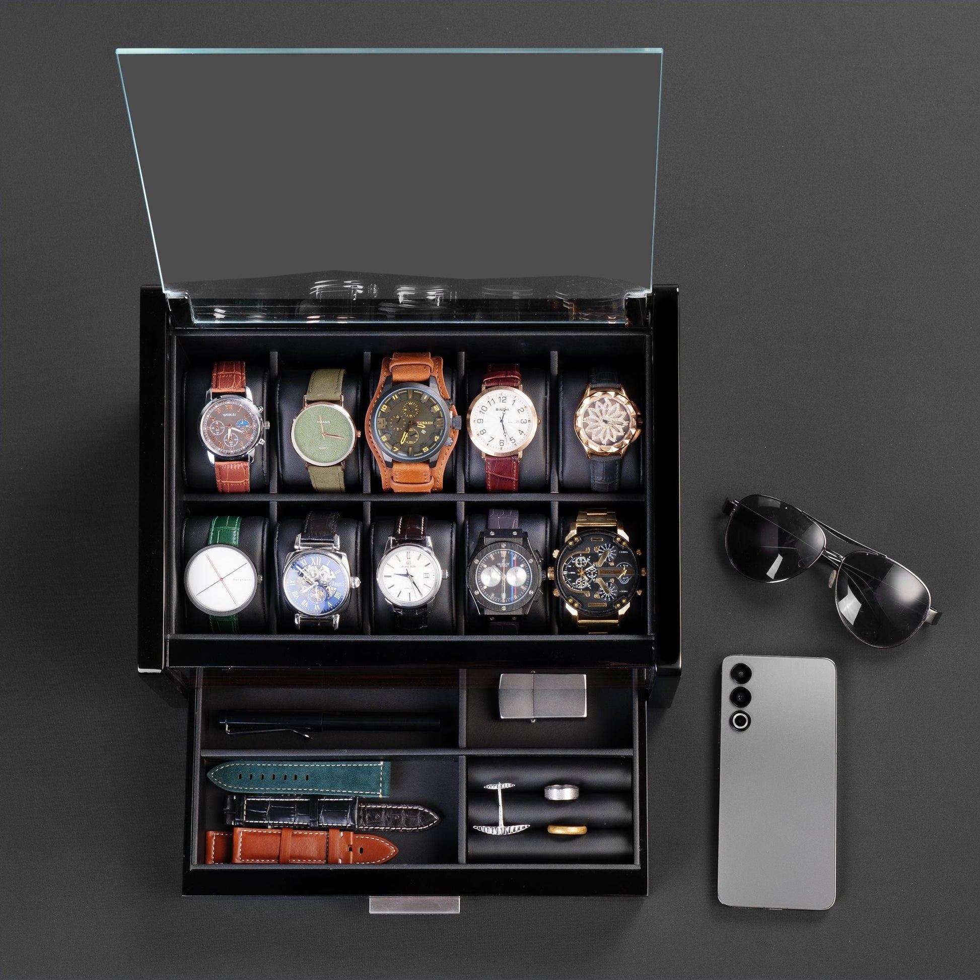 Watch Storage Box, Ebony Finish Woodronic