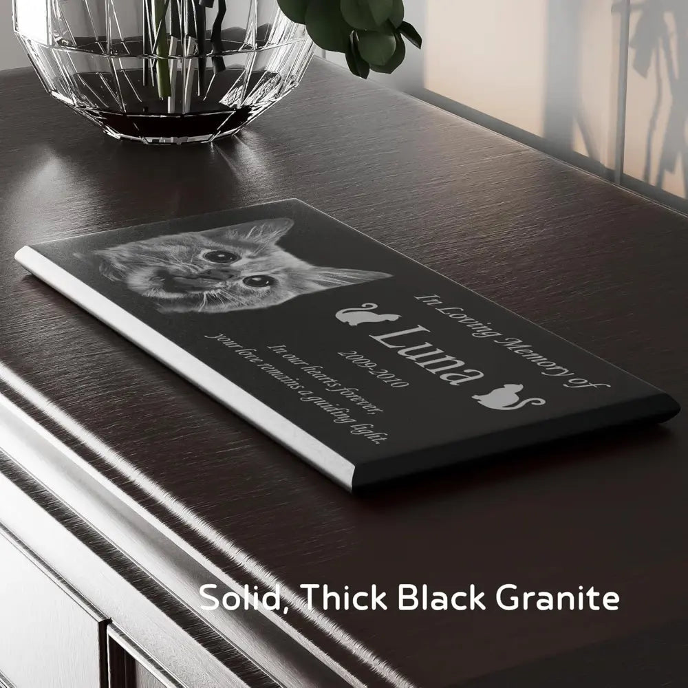 Personalized Black Granite Grave Pet Memorial Stone for Dog Cat Woodronic