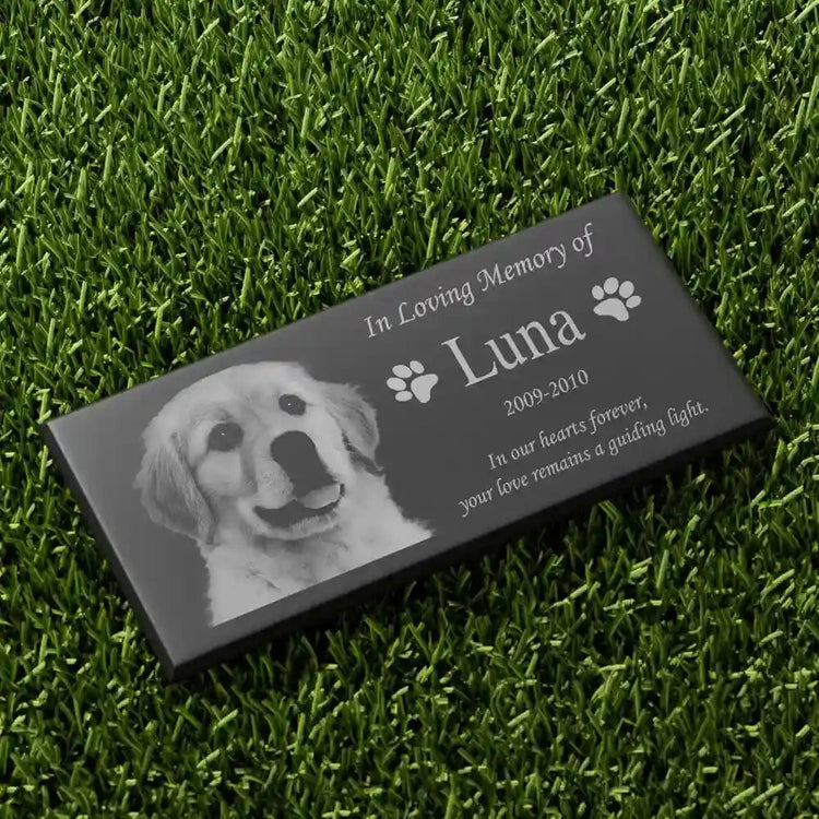 Personalized Black Granite Grave Pet Memorial Stone for Dog Cat Woodronic